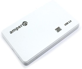 Корпус для жесткого диска Amperin AM25U2PW 2,5", USB 2.0, пластиковый, белый