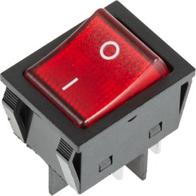 Фото 1/8 36-2346, Выключатель клавишный 250V 30А (4с) ON-OFF красный с подсветкой (RWB-502)