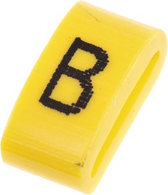 Фото 1/4 901-10453, Ovalgrip Slide On Cable Markers, Black on Yellow, Pre-printed "B", 2.5 6mm Cable
