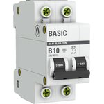 Выключатель автоматический модульный 2п B 10А 4.5кА ВА 47-29 Basic EKF mcb4729-2-10-B