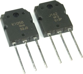 2SJ162 + 2SK1058 (пара), Транзистор полевой MOSFET N+P-канальный (пара), 160В 7А 100Вт