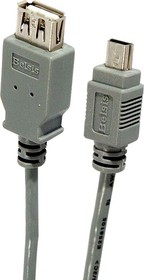 Фото 1/2 BW1722 (BW1422), Кабель мультимедийный USB2.0 A розетка - Mini USB B(5P) вилка, 0.5м
