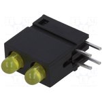 DVDD211, LED; in housing; yellow; 3mm; No.of diodes: 2; 20mA; 40°; 2.1V; 25mcd