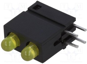 DVDD211, LED; in housing; yellow; 3mm; No.of diodes: 2; 20mA; 40°; 2.1V; 25mcd