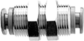 KRE06-00, KR Series Bulkhead Tube-to-Tube Adaptor, Push In 6 mm to Push In 6 mm
