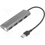 UA0307, Hub USB; USB A; USB 3.0; PnP; Number of ports: 4; 5Gbps