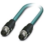 1407377, Cat5 Straight Male M12 to Straight Male M12 Ethernet Cable, Shielded ...