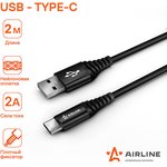 ACH-C-48, Кабель USB - Type-C 2м, черный нейлоновый (ACH-C-48)