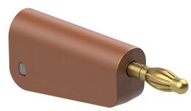 64.1045-27, Stackable Banana Plug, 3.9mm, Zinc Copper, Gold-Plated, 32A, Silicone, Screw, Brown