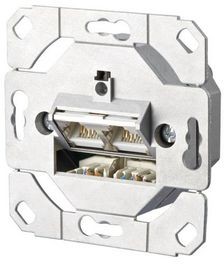 1307381200-I, Network Wall Outlet CAT6a 38x70x70mm 2x RJ45 Flush Mount 1A 60VDC Silver