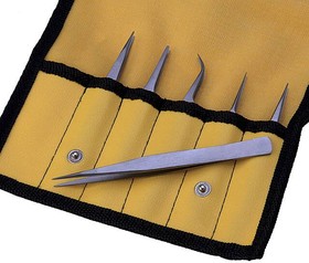 18480TT, Pliers & Tweezers Titanium 6-Piece Precision Tweezer Set