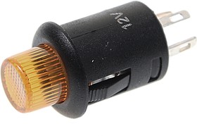 R13-548CL(yel), Выключатель кнопка 2-х позиционный (OFF-ON) без фиксации светодиодный желтый 12В 6А SCI