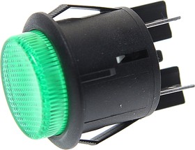 R13-541BL(gr), Выключатель кнопка 2-х позиционный (ON-OFF) с фиксацией светодиодный зеленый 12В 20А SCI