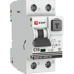 Выключатель автоматический дифференциального тока 2п C 16А 30мА тип A 6кА АВДТ-63 2мод. электромех. PROxima EKF DA63-16-30