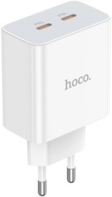 Фото 1/5 Зарядное устройство HOCO C108A Leader 2xUSB-C, 3А, PD35W, QC3.0, GaN (белый)