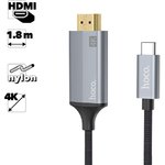 HDMI адаптер HOCO UA13 Type-C HDMI 1.8м, 4K video, нейлон (серый)
