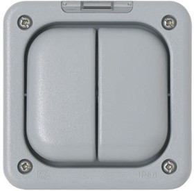 K56422GRY, Grey Outdoor Light Switch, 2 Way, 2 Gang, K56422GRY