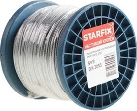 SMP53736100, Трос стальной в ПВХ М6(5) DIN 3055 (бухта 100 м) STARFIX