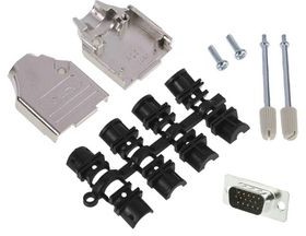 MHDTZK9-HD15MS-K, D-Sub Connector Kit, DA-15 Plug, Solder, Die-Cast Zinc Alloy