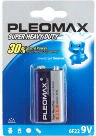 Батарейки Pleomax 6F22-1BL SUPER HEAVY DUTY Zinc