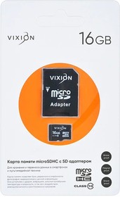 Карта памяти MicroSD 16GB VIXION Class 10 с SD адаптером