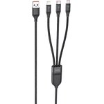 USB кабель HOCO U104 Lightning 8-pin/MicroUSB/Type-C, 3в1, 1м, нейлон (черный)