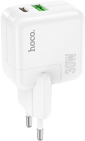 Фото 1/4 Зарядное устройство HOCO C111A 1xUSB, 1xUSB-C, 3А, PD30W, QC3.0, GaN (белый)
