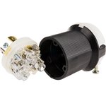 HBL2311, USA Mains Plug, 20A Black, Cable Mount Nylon Screw, 125 V