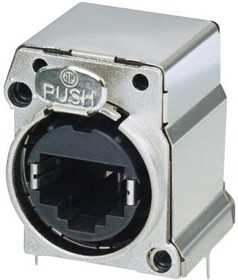 NE8FBH-C5-S, etherCON B Series - Horizontal PCB mount RJ45 receptacle - CAT5e - shielded - B-Series cutout with latch lock - m ...