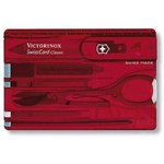 Швейцарская карта Victorinox SwissCard Classic, красный полупрозрачный ...