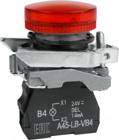 Фото 1/3 КЭАЗ Сигнальная лампа OptiSignal D22 C4-L-B4 красная металл 24VAC/DC XB4BVB4