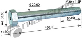 Фото 1/2 800.516, Болт RENAULT Premium рессоры передней (M20x1.5x160мм) MANSONS