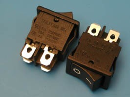 SWR-45, Выключатель 220В 4 контакта 18х13мм, B100R, черный, крепление защелка