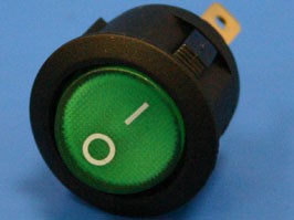 SWR-21G/L, Выключатель 220В 3 контакта круглый, d 20мм с подсветкой, зеленый, вкл-выкл