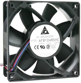 AFB1224GHE-C, DC Fans DC Tubeaxial Fan, 120x38mm, 24VDC, Ball Bearing, Lead Wires, Locked Rotor Sensor