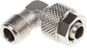 Фото 1/2 1100 Series Elbow Threaded Adaptor, R 1/8 Male to Push In 8 mm, Threaded-to-Tube Connection Style