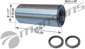 Фото 1/2 900.229, Втулка рессоры (М33х4/45х105) VOLVO FH12/FH16/FM12/NH12 (с упл.кольцами) MANSONS