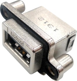 MUSBRA11140, Герметичный разъем USB, USB Типа A, USB 2.0, Гнездо, 4 Позиции, Монтаж в Панель, IP67