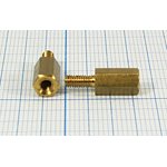 PCHSN-10 (5), Стойка для печатных плат 10mm М3, латунь, шестигранная, ключ 5мм