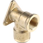 PM22WB, Brass Pipe Fitting, 90° Push Fit Wall Plate Elbow Adapter, Female 3/4in to Female 22mm