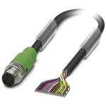 1555279, Straight Male 17 way M12 to Unterminated Sensor Actuator Cable, 3m