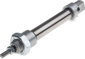 Фото 1/3 Pneumatic Piston Rod Cylinder - 10mm Bore, 25mm Stroke, ISO 6432 Series, Single Acting