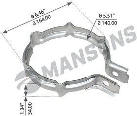 900.619, Хомут глушителя VOLVO FH12,16 (140х30мм) рифленый MANSONS