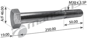 Фото 1/2 M30250, Болт BPW рессоры передней/задней (M30х3.5х255мм) MANSONS