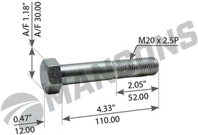 Фото 1/2 M20110, Болт SCANIA P,G,R,T кронштейна амортизатора заднего (М20х2.5/112) MANSONS