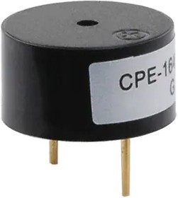 CPE-164, Piezo Buzzers & Audio Indicators buzzer, 13.7 mm round, 7.6 mm deep, P, 4 kHz, 20 V, through hole, no driving circuit