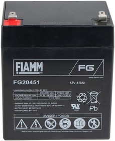 Фото 1/7 FG20451, 12V Faston F1 Sealed Lead Acid Battery, 4.5Ah
