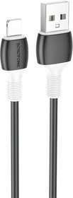Фото 1/4 Кабель USB BOROFONE BX84 Rice Lightning 8-pin, 2.4А, 1м, PVC (черный)