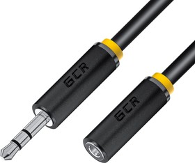 Photo 1/7 GCR-STM1114-1.0m, GCR Audio Extender 1.0m jack 3.5mm/jack 3.5mm black, yellow trim, ultra flexible, M/F, Premium