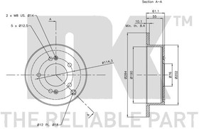 Фото 1/3 203414, Диск тормозной HYUNDAI ix35 10-, SANTA FE 01-06, TRAJET 00-, TUCSON 04-, KIA SPORTAGE 04-,